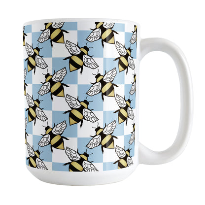 Blue Checkered Bee Mug
