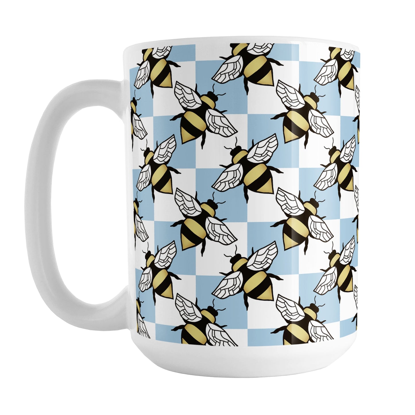 Blue Checkered Bee Mug