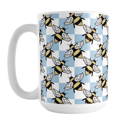 Blue Checkered Bee Mug