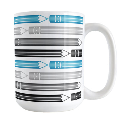 Blue Gray Black Pencils Pattern Mug