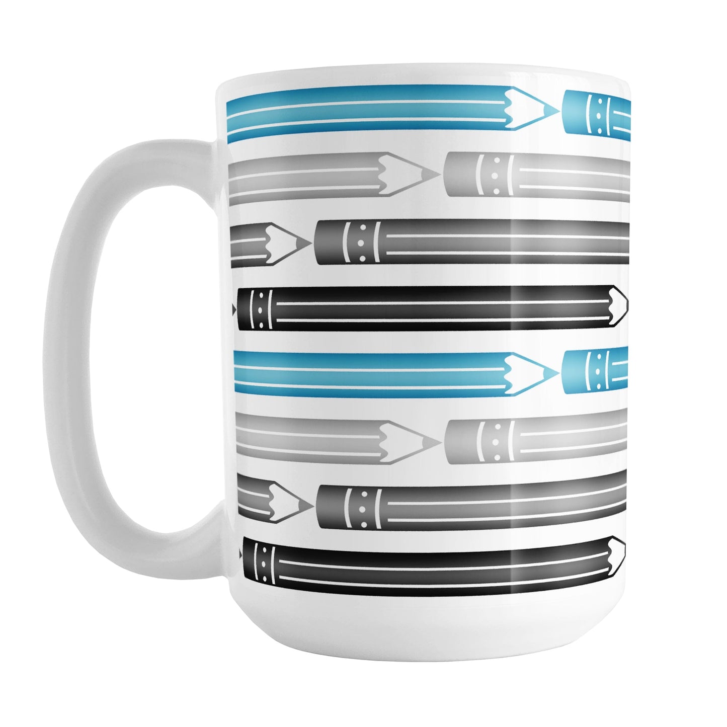 Blue Gray Black Pencils Pattern Mug