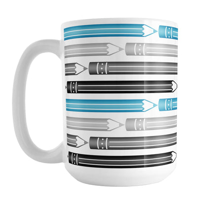 Blue Gray Black Pencils Pattern Mug