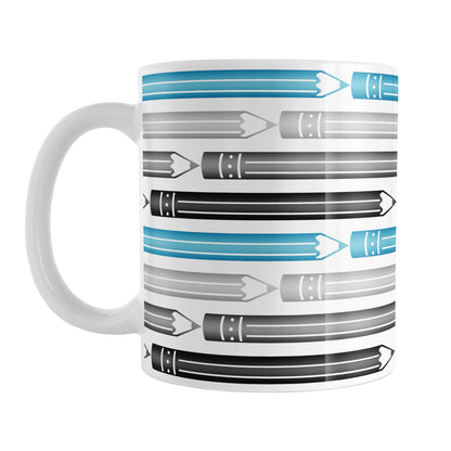 Blue Gray Black Pencils Pattern Mug