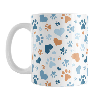 Blue Hearts and Paw Prints Mug