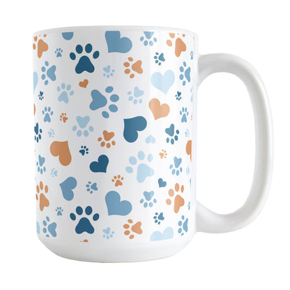 Blue Hearts and Paw Prints Mug