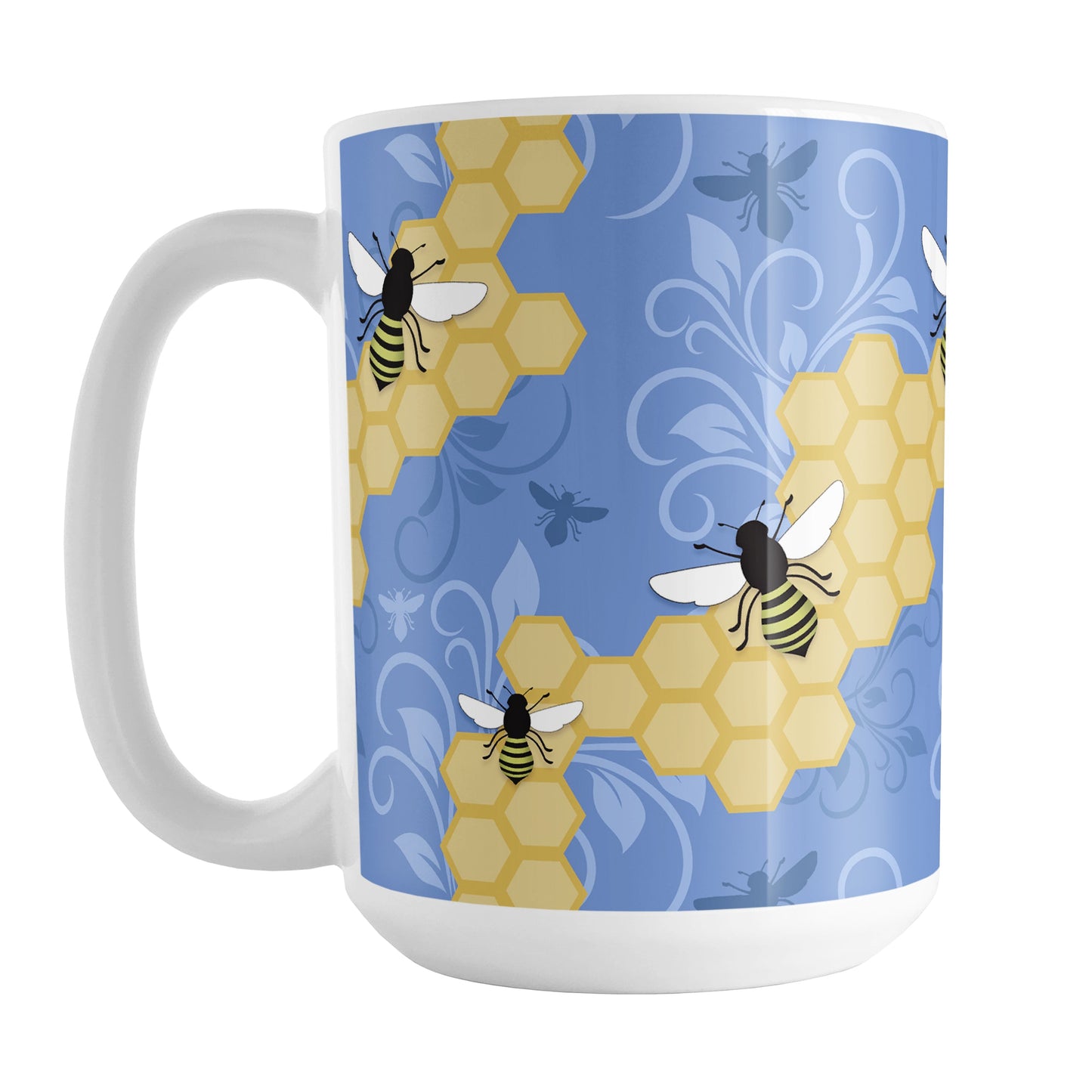 Blue Honeycomb Bee Mug