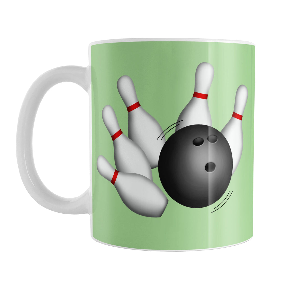 Bowling Ball and Pins Green Bowling Mug