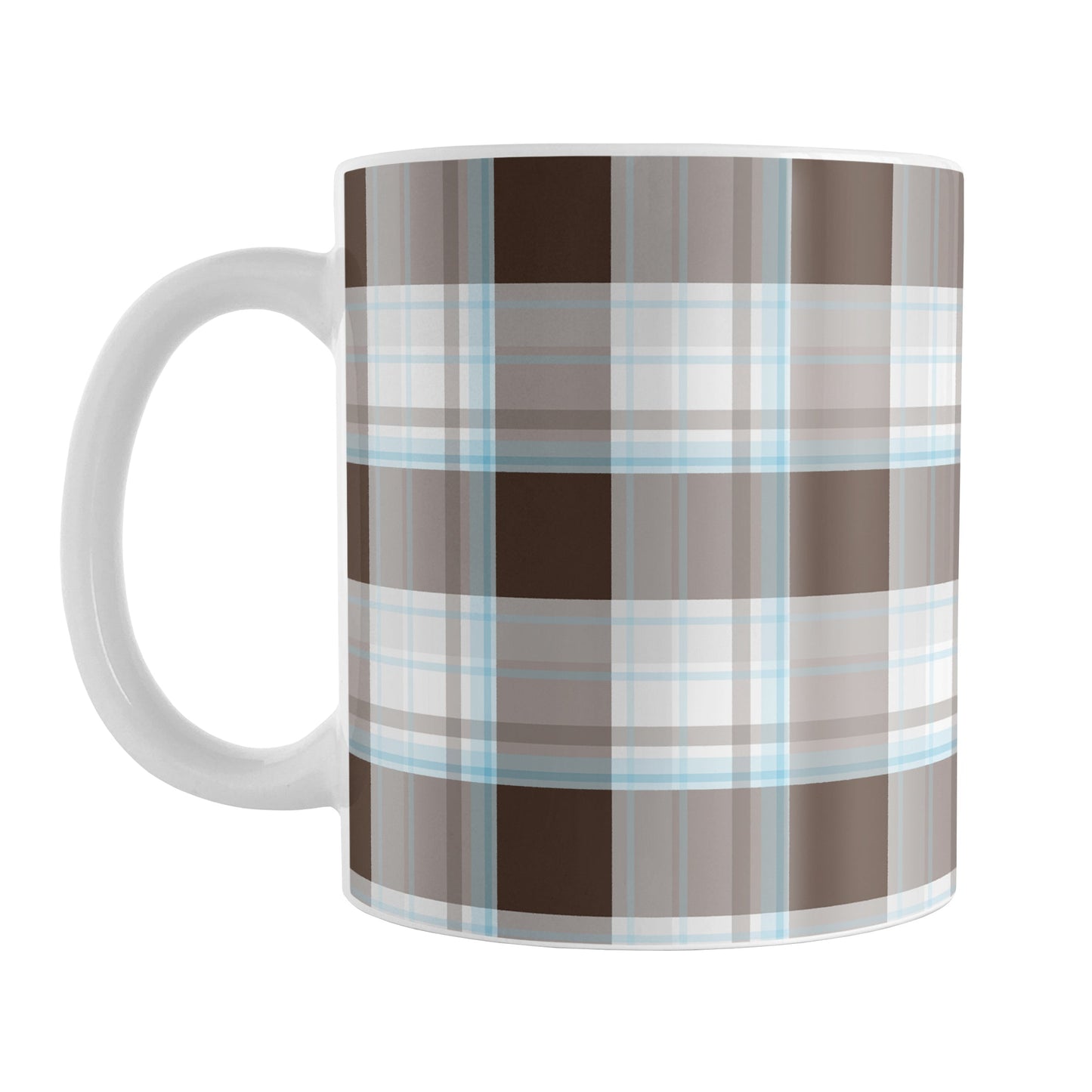 Brown Blue Plaid Mug