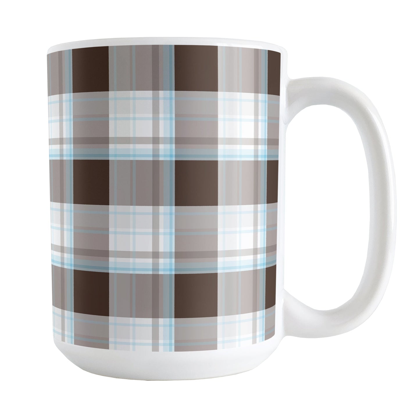 Brown Blue Plaid Mug