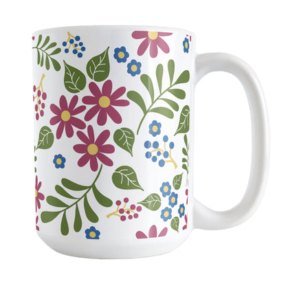 Burgundy Blue Green Flowers Pattern Mug