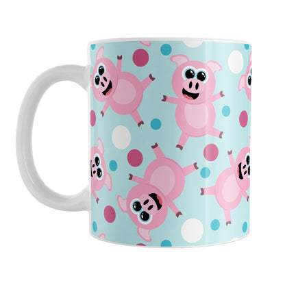 Cute Cartoon Pink Pig Blue Mug