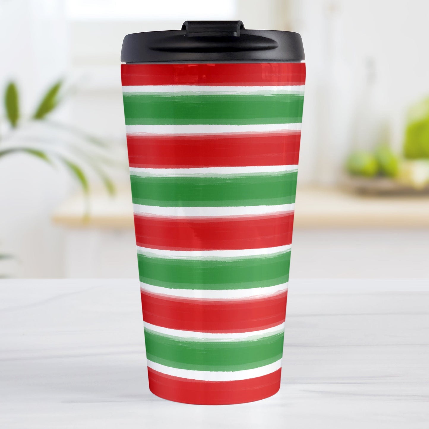 Christmas Paint Brush Strokes Travel Mug