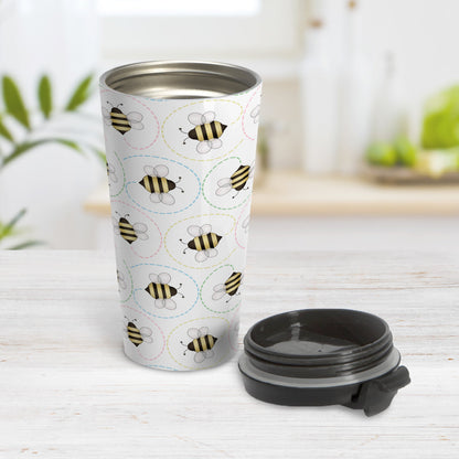 Circling Dainty Bee Pattern Travel Mug