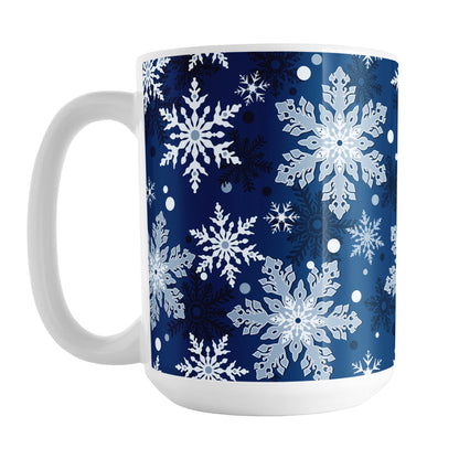 Classic Blue Snowflake Pattern Winter Mug