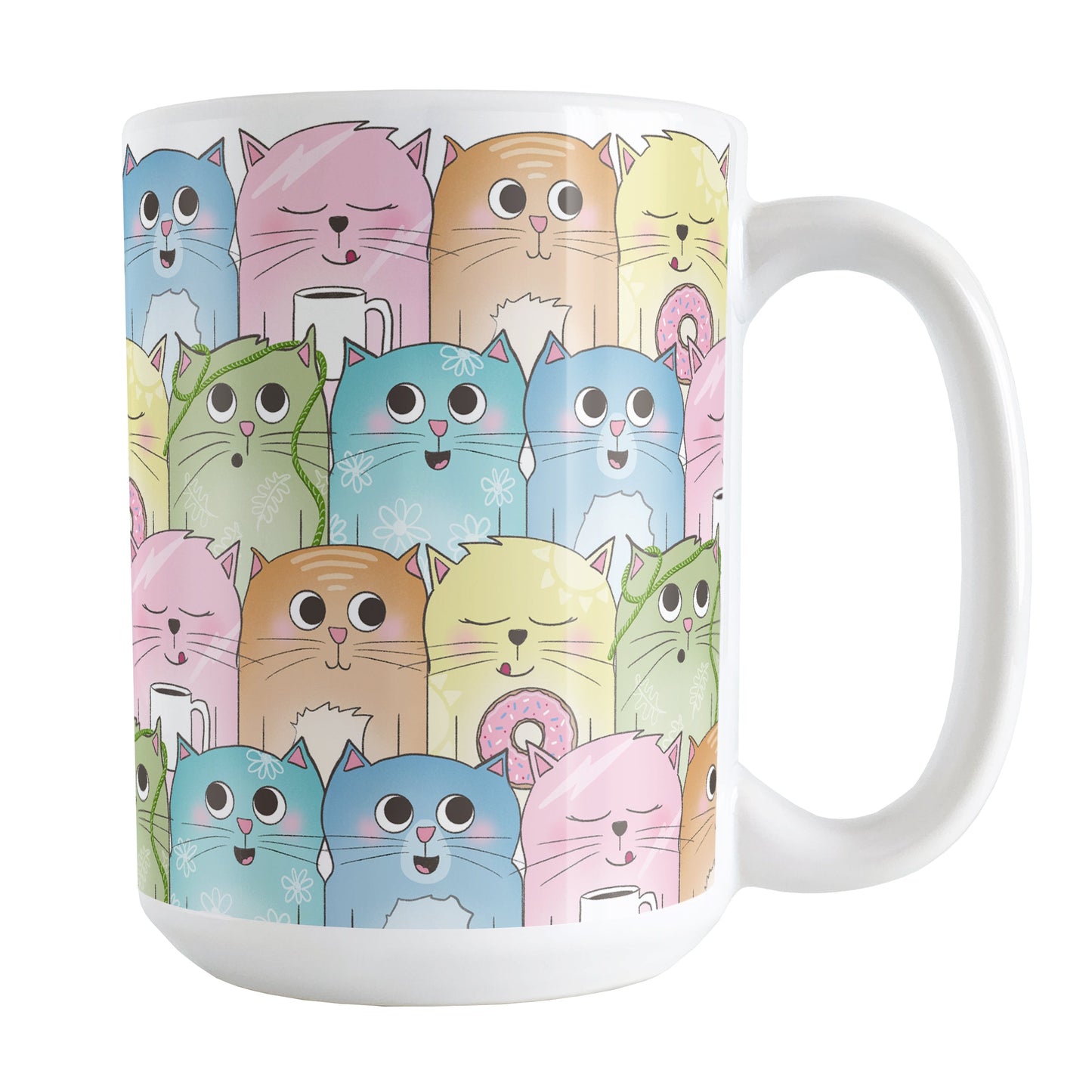 Colorful Cat Stack Pattern Mug