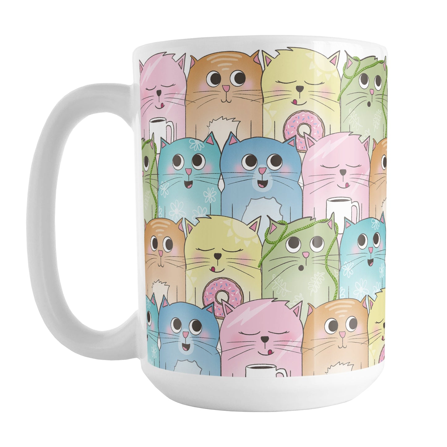 Colorful Cat Stack Pattern Mug
