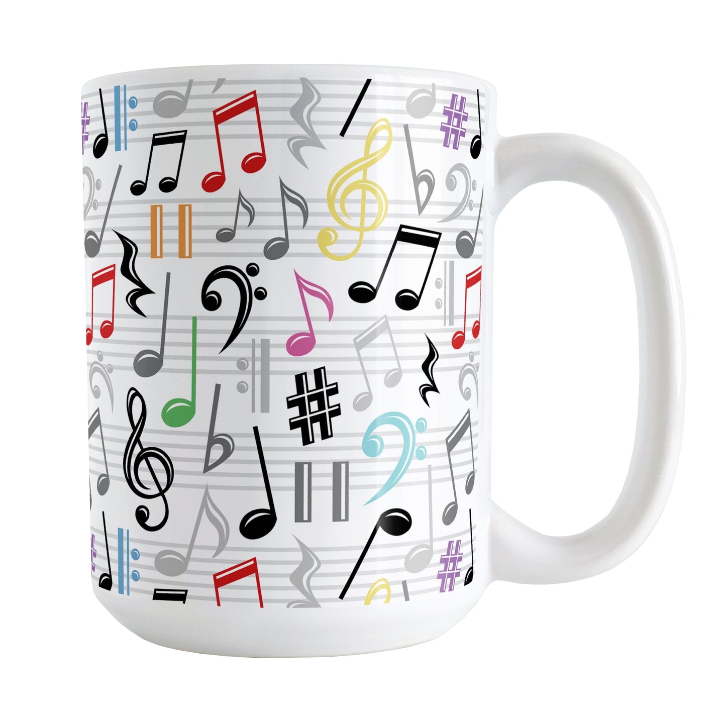 Colorful Music Notes Pattern Mug