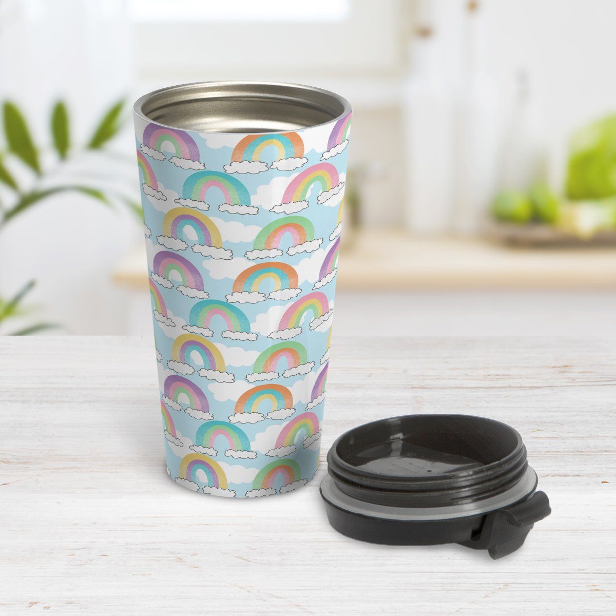 Colorful Rainbows Sky Pattern Travel Mug