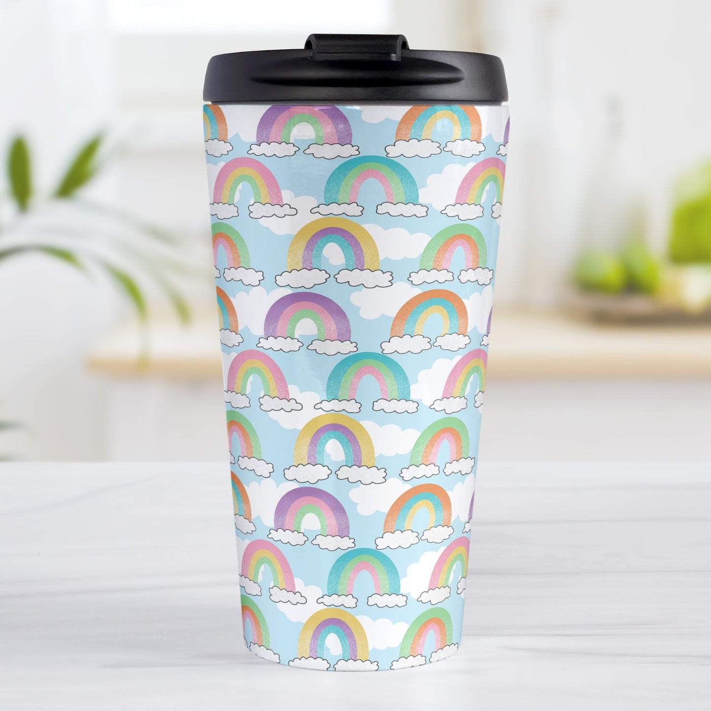 Colorful Rainbows Sky Pattern Travel Mug