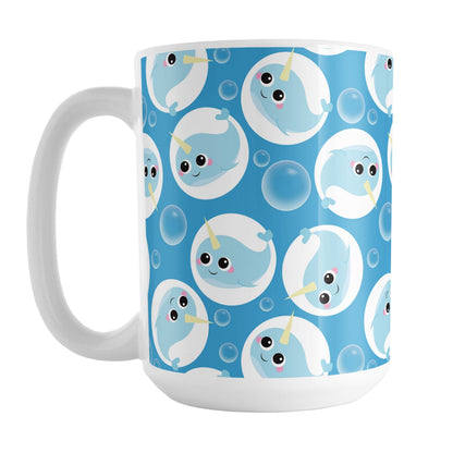 Cute Blue Narwhal Bubble Pattern Mug