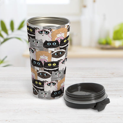 Cute Cat Stack Pattern Travel Mug