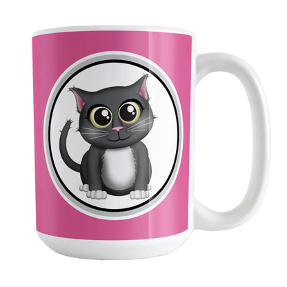 Cute Gray Cat Fuchsia Pink Mug
