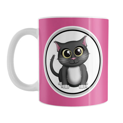 Cute Gray Cat Fuchsia Pink Mug
