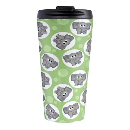 Cute Green Elephant Pattern Travel Mug