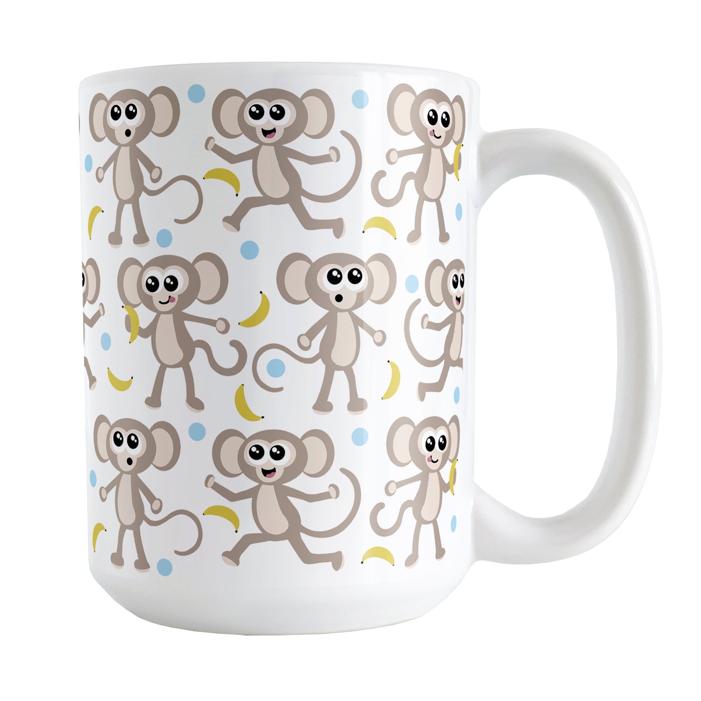 Cute Monkey Pattern with Blue Dots Mug