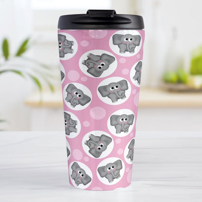 Cute Pink Elephant Pattern Travel Mug