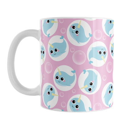 Cute Pink Narwhal Bubble Pattern Mug