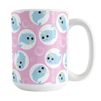 Cute Pink Narwhal Bubble Pattern Mug