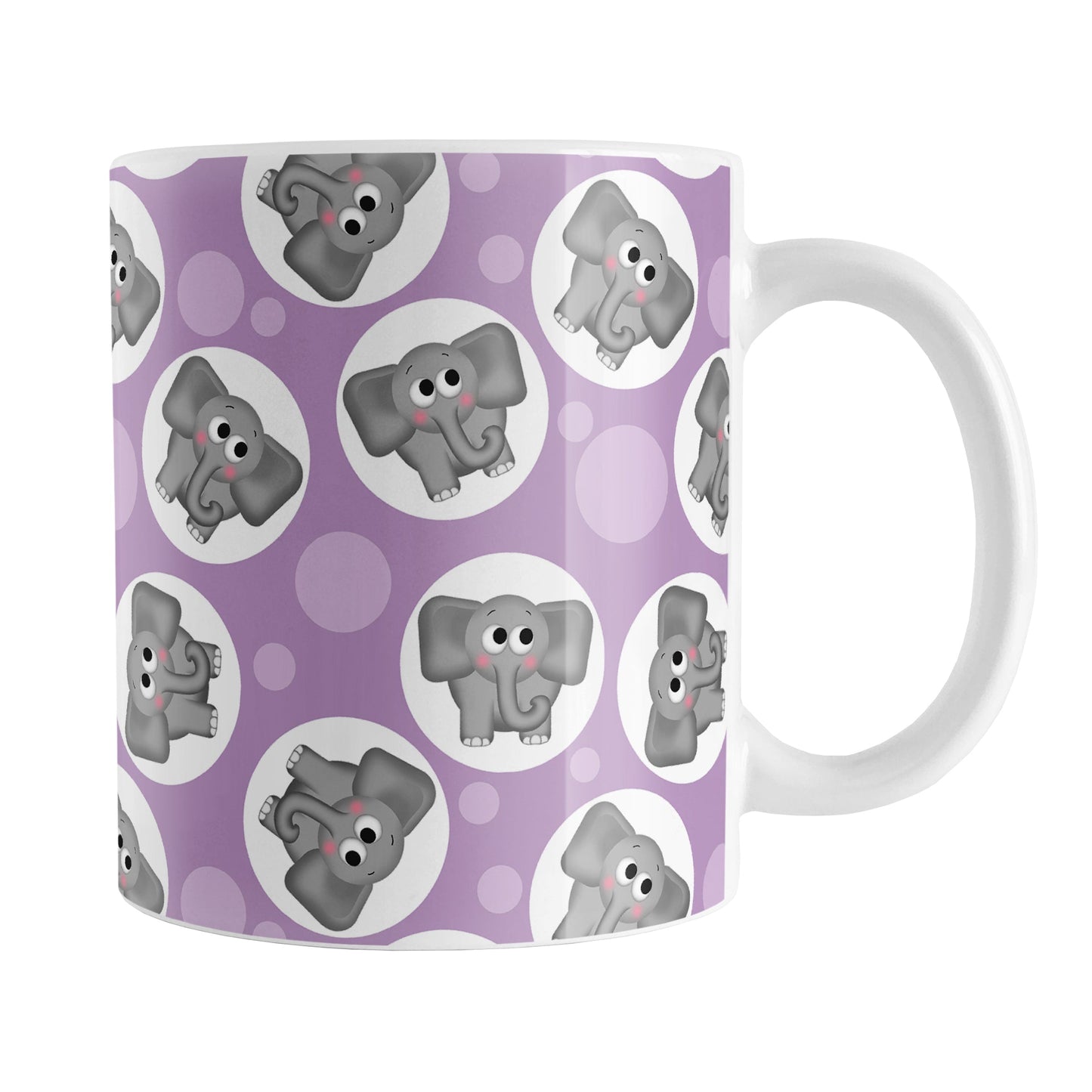 Cute Purple Elephant Pattern Mug