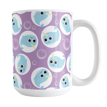 Cute Purple Narwhal Bubble Pattern Mug