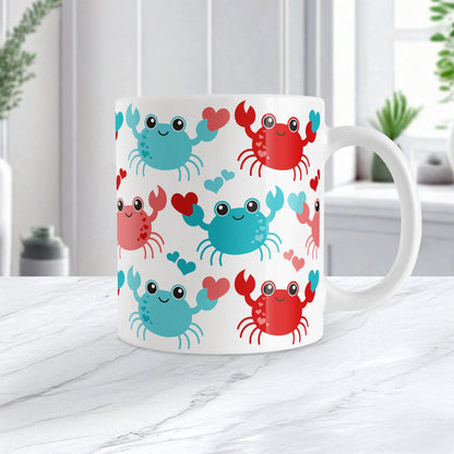 Cute Red and Turquoise Crabs Mug