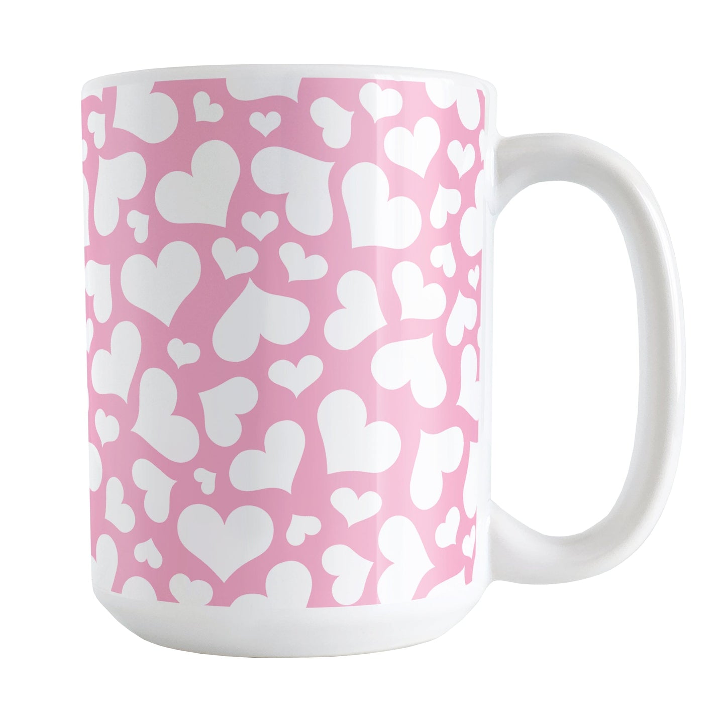 Cute White Hearts on Pink Mug