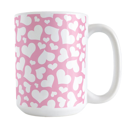 Cute White Hearts on Pink Mug