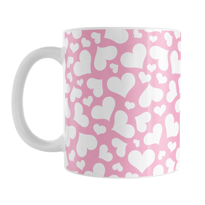 Cute White Hearts on Pink Mug