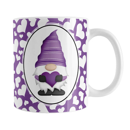 Cute White Hearts Purple Gnome Mug