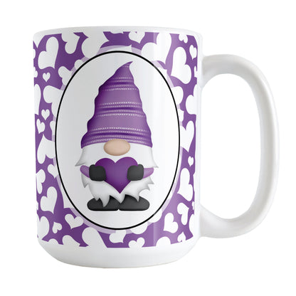 Cute White Hearts Purple Gnome Mug