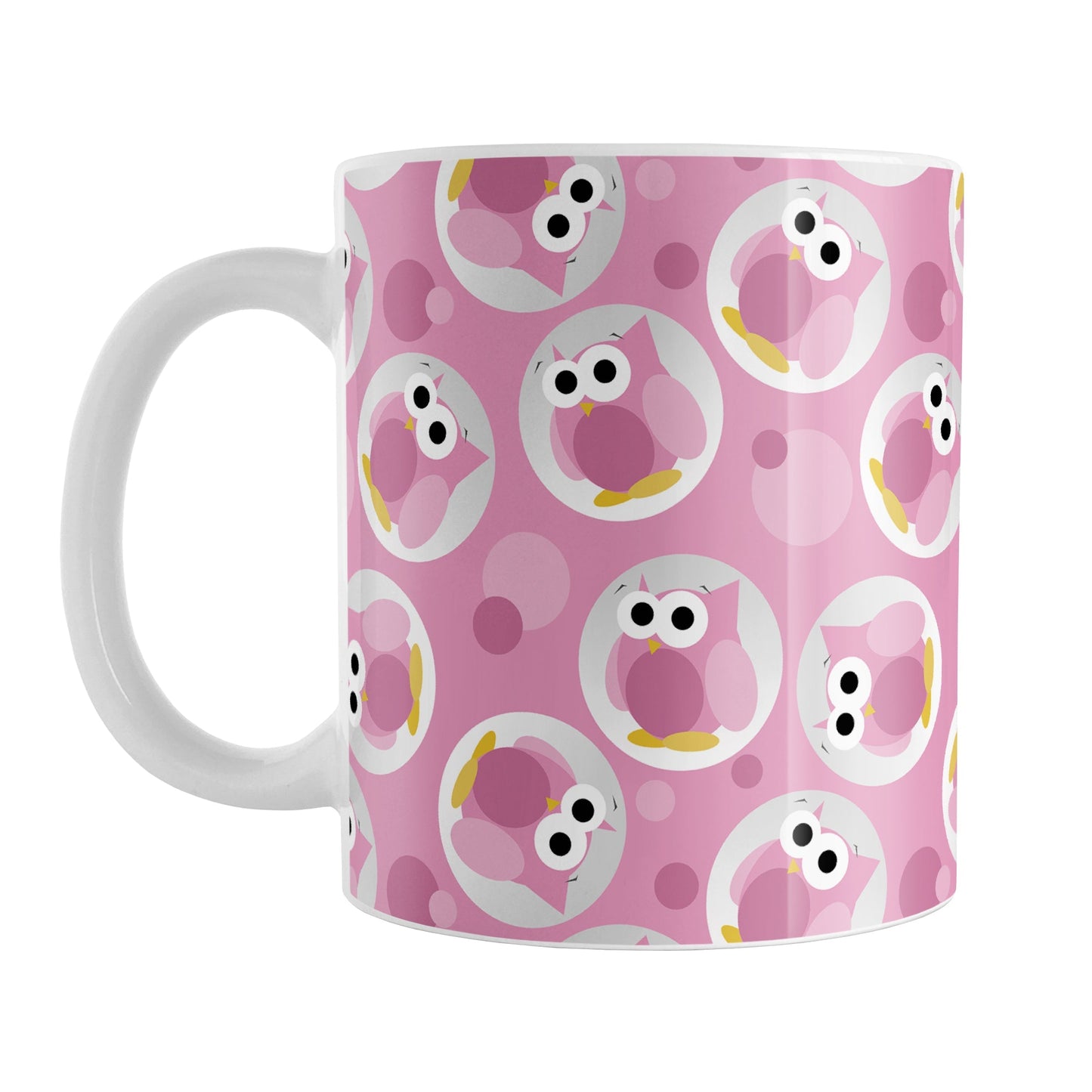 Funny Cute Pink Owl Pattern Mug