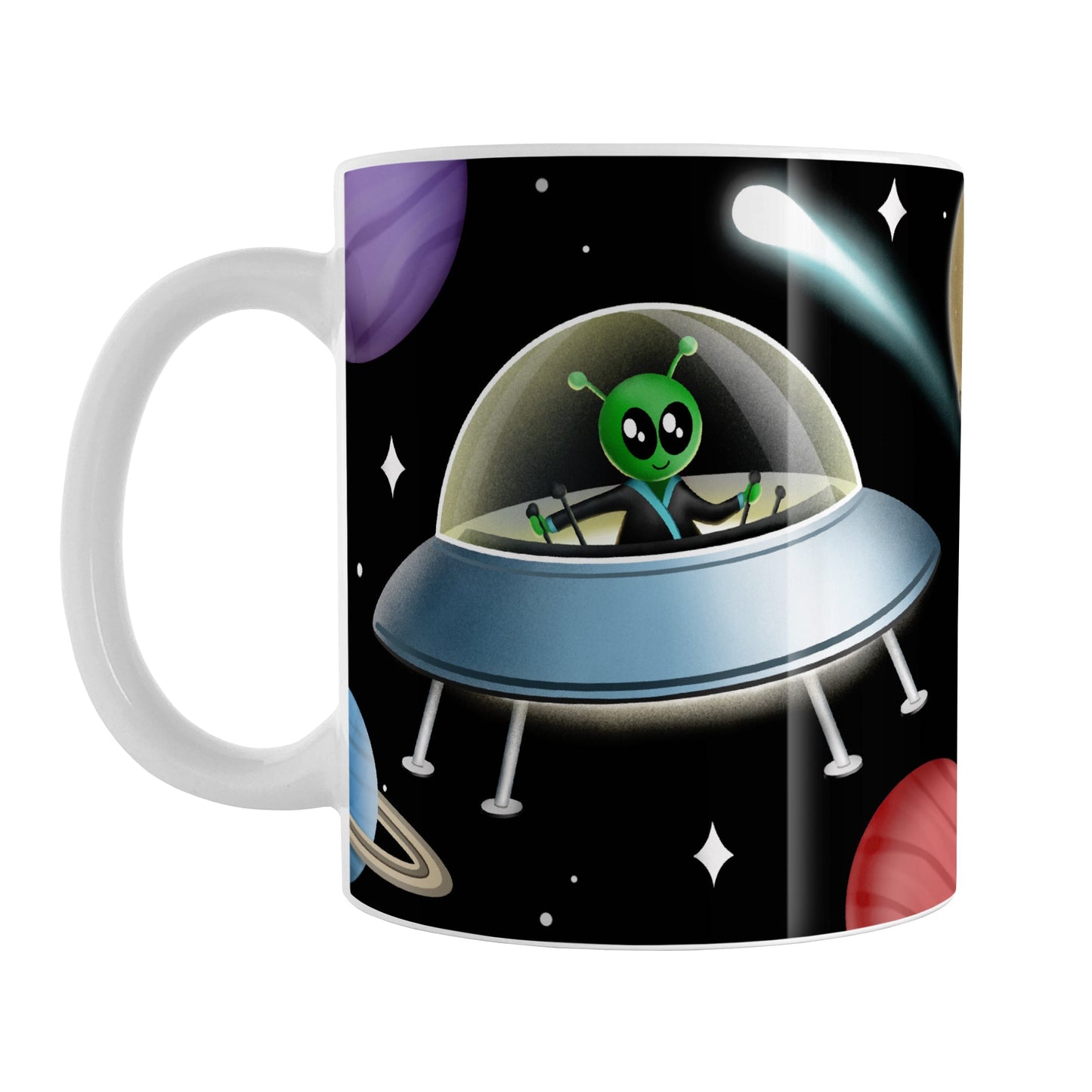 Galaxy Green Alien Spaceship Mug