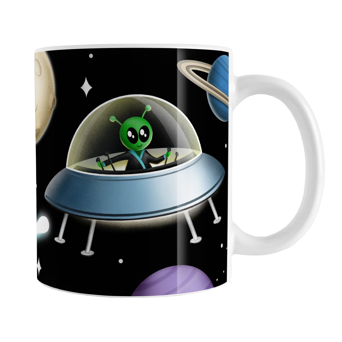 Galaxy Green Alien Spaceship Mug