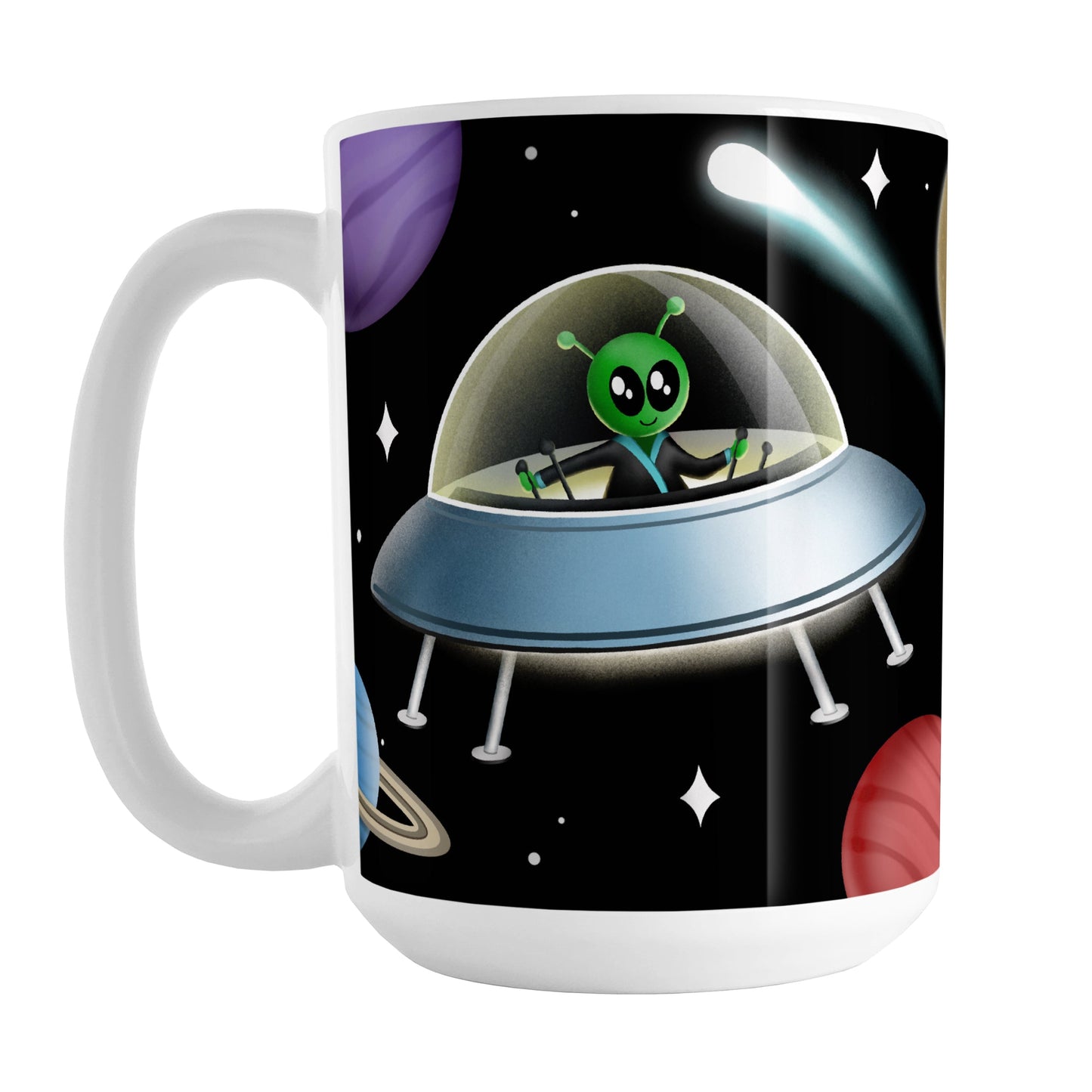 Galaxy Green Alien Spaceship Mug