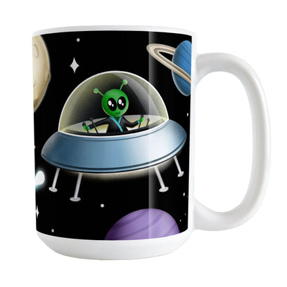 Galaxy Green Alien Spaceship Mug