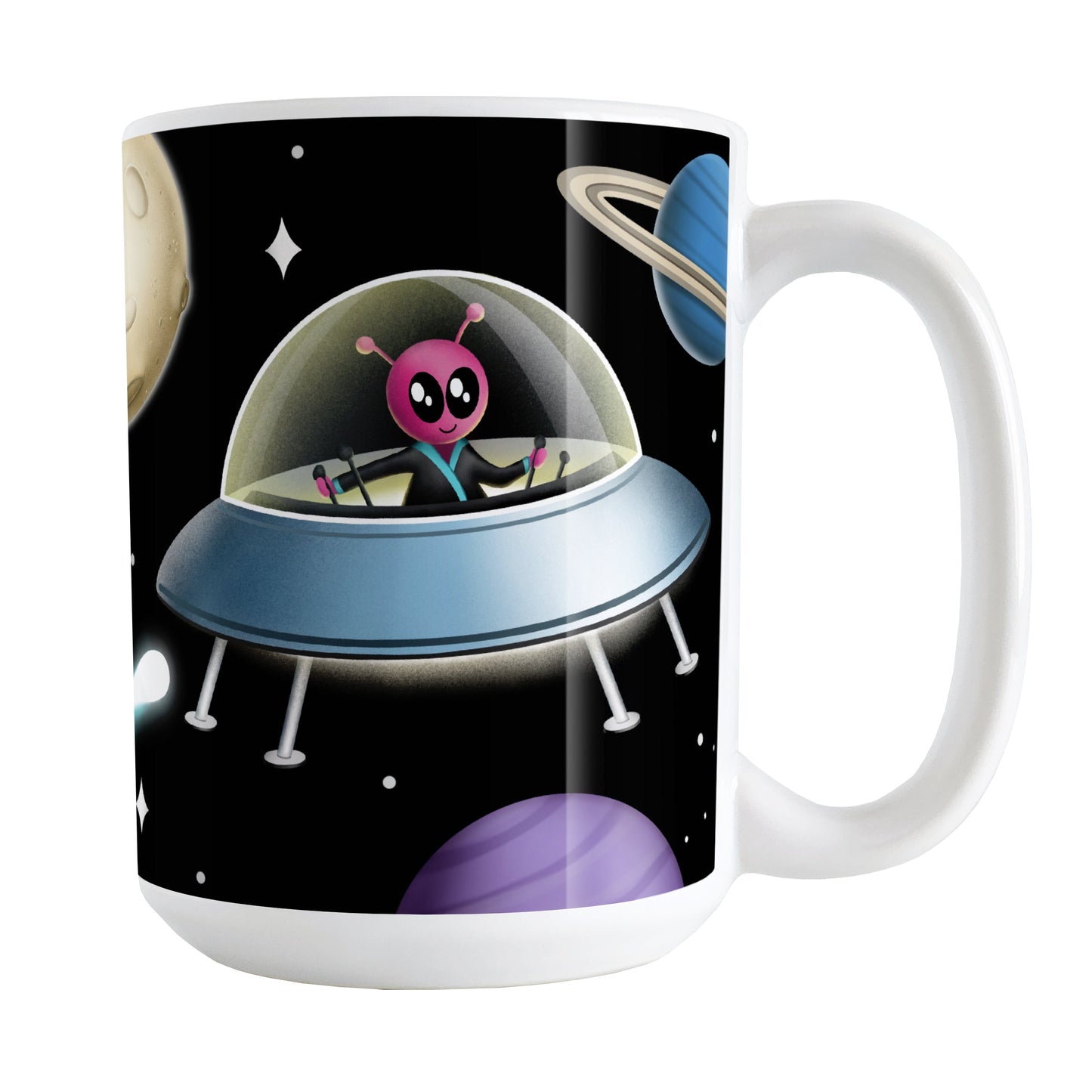Galaxy Pink Alien Spaceship Mug