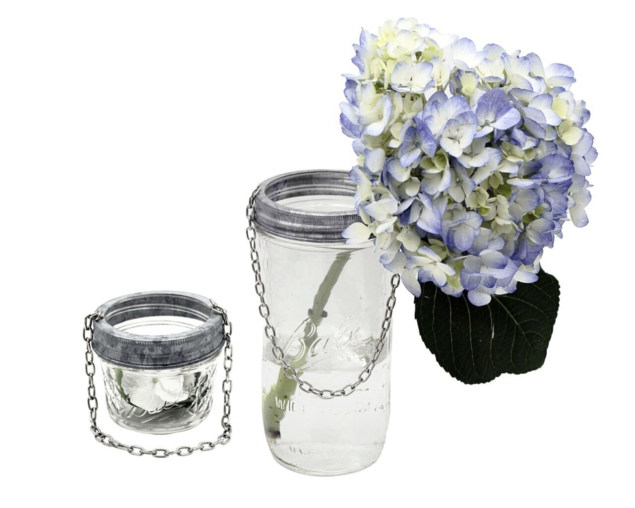 Galvanized Band with Chain Handle for Mason Jars 6 Pack