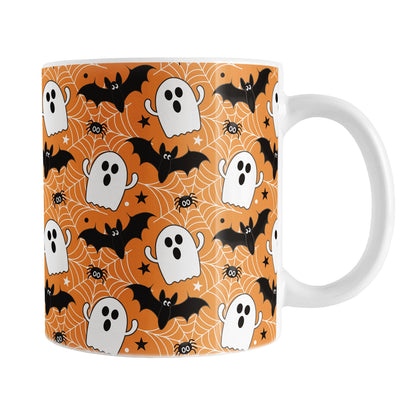 Ghosts Bats and Spiders Orange Halloween Mug