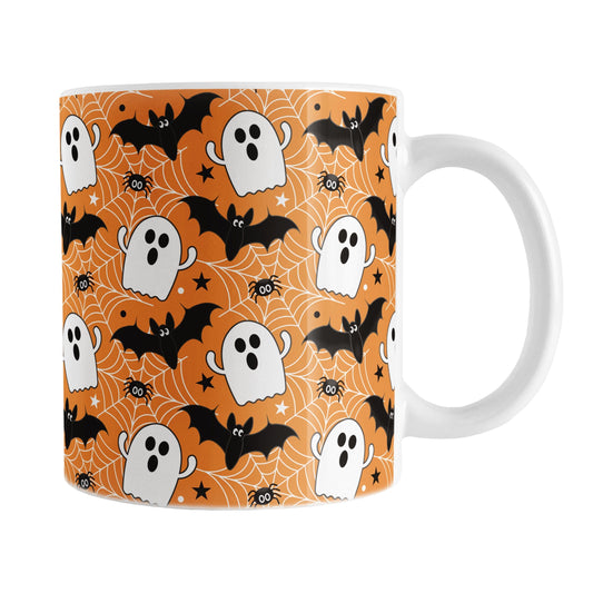 Ghosts Bats and Spiders Orange Halloween Mug