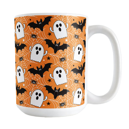 Ghosts Bats and Spiders Orange Halloween Mug